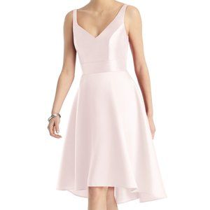ALFRED SUNG SWEETHEART NECK BLUSH COCKTAIL HIGH‎ LOW SKIRT DRESS sz 18 3717